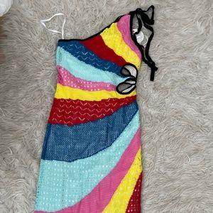 STAUD Alpes Dress NWT Crochet Stripe Cutout Dress